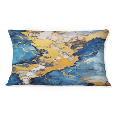 Coussin bleu et doré Marble Clouds IV - Fractals