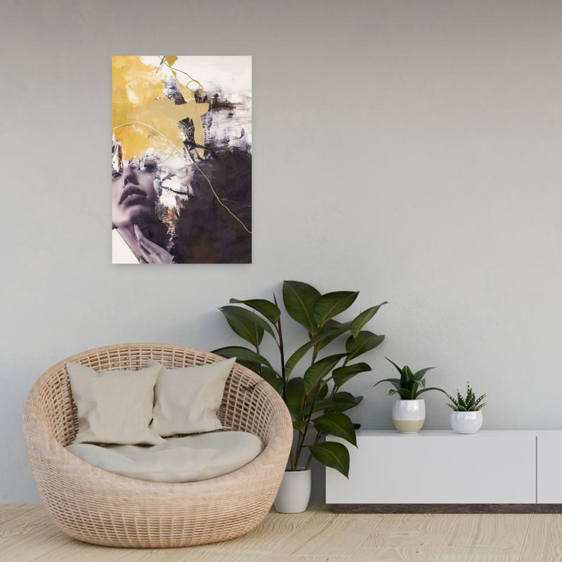Ère jaune 2, art abstrait contemporain, H 24 po x l 16 po