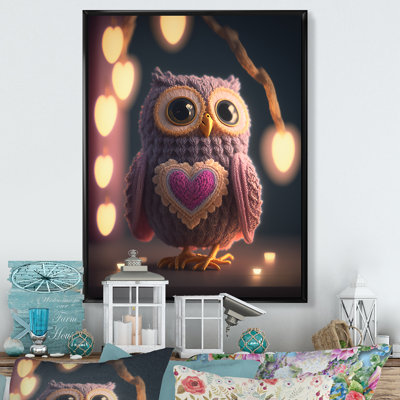 Mousakheel - Hibou mignon en cœur de Saint-Valentin - reproduction sur toile