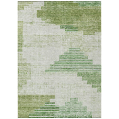 Machine Washable Indoor/Outdoor Xhevrie Sage Rug