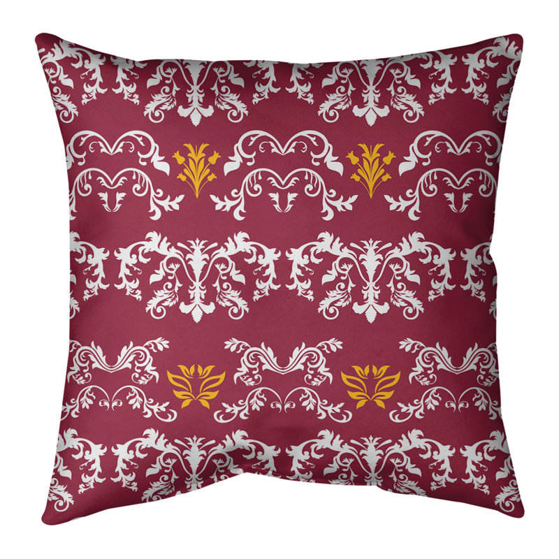 Housse et insert de coussin carré Arizona Football Baroque, 28 po x 28 po, Blanc / rouge / jaune