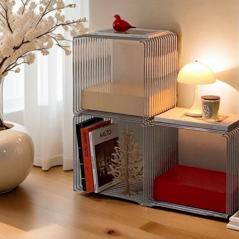 Simple Square Retro Side Table Bedside Table Coffee Table, Fashion Metal Silver Coffee Table Magazine,Set Of Two