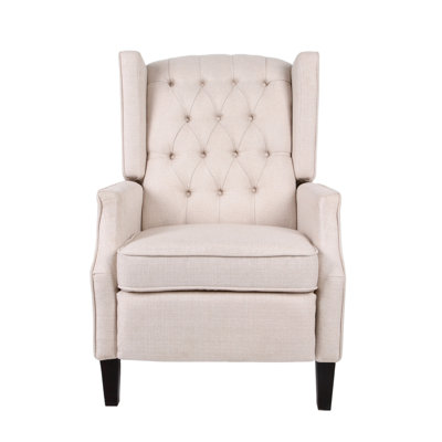 Recliner Chair Fabric Armchair Push Back Recliner with Rivet Decoration Wingback Accent Chair by Darby Home Co