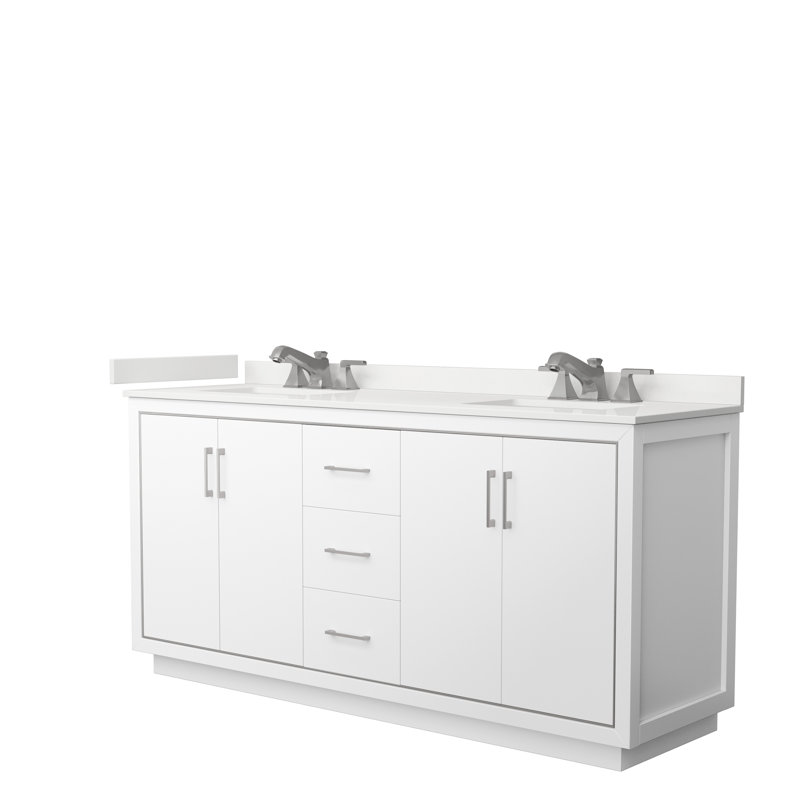 72'' W Double Vanity, WDX13332, White, Matte Black