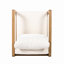 Chaise longue d'extérieur, fauteuil club en bois d'acacia, siège surdimensionné avec ensemble de coussins blancs