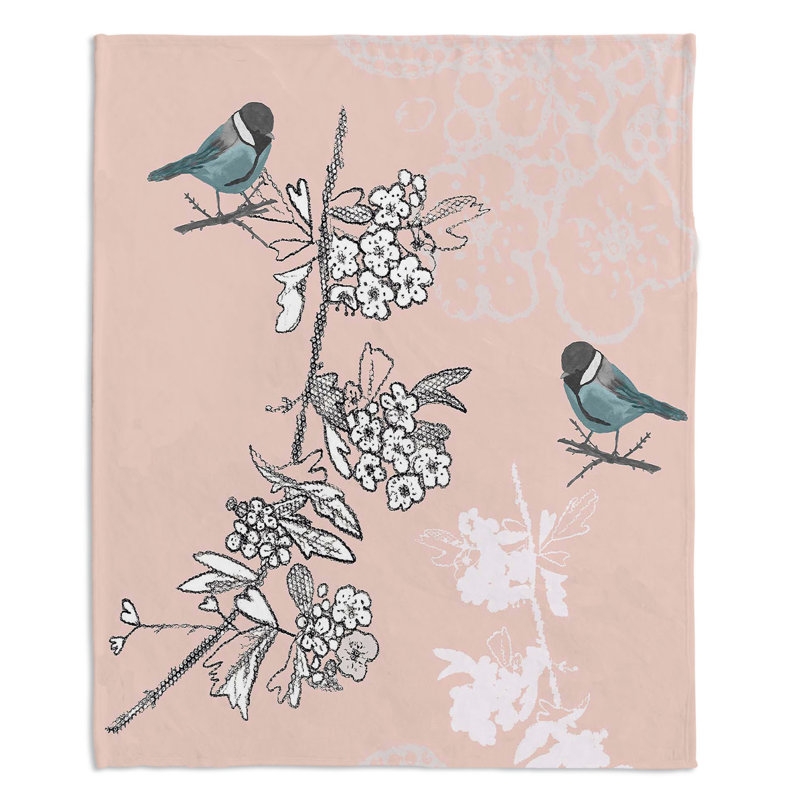 Couverture sherpa tit à oiseau doux blue, l 51 po x L 60 po