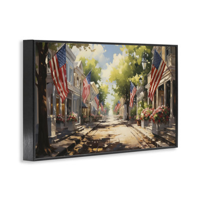 American Flag Lined Street Giclee Art by Arlington Prints