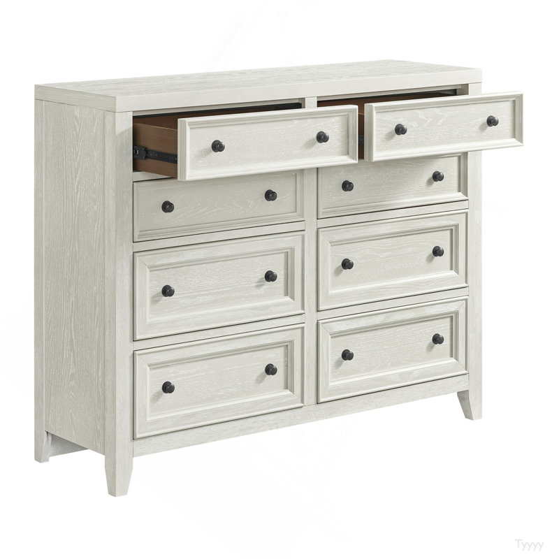 Ebony 8-Drawer Dresser, White