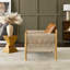 Fauteuil d'appoint en cuir véritable l 28,7 po avec accoudoirs recouverts de ruban de tissu-675293252-675293257