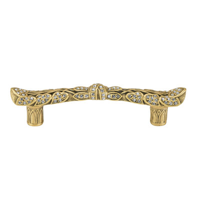 3-1/2” C TO C TRESCOTT PULL; LT. COLORADO TOPAZ CRYSTAL MUSEUM GOLD FINISH
