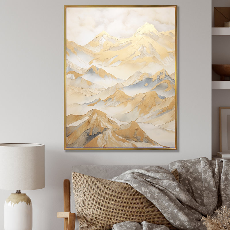 Harmonie alpine IV, H 44 po x l 34 po x P 1,5 po, Cadre flottant doré