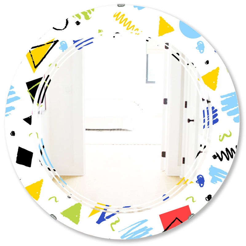 Miroir mural moderne sans cadre en trois style rétro, 31,5 po x 31,5 po