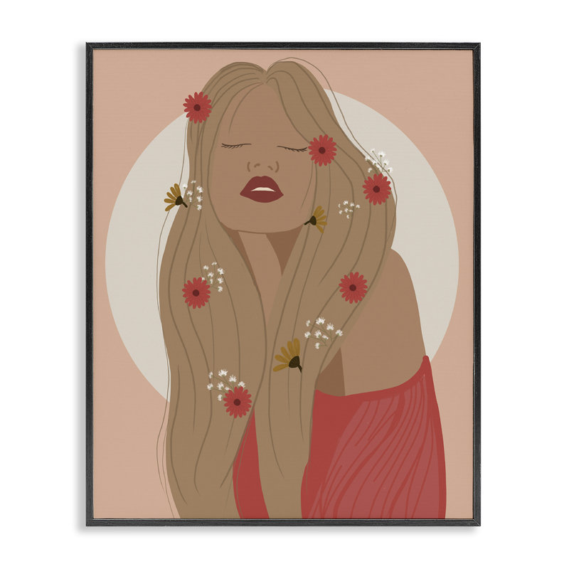 Hippie Boho Girl, estampe numérique par Chen Alyesh, Giclée encadrée noir minuit, H 14 po x l 11 po
