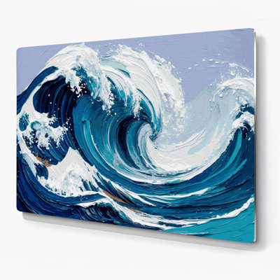 Coastal Wave Abstraction Elite Gray Metal Wall Art