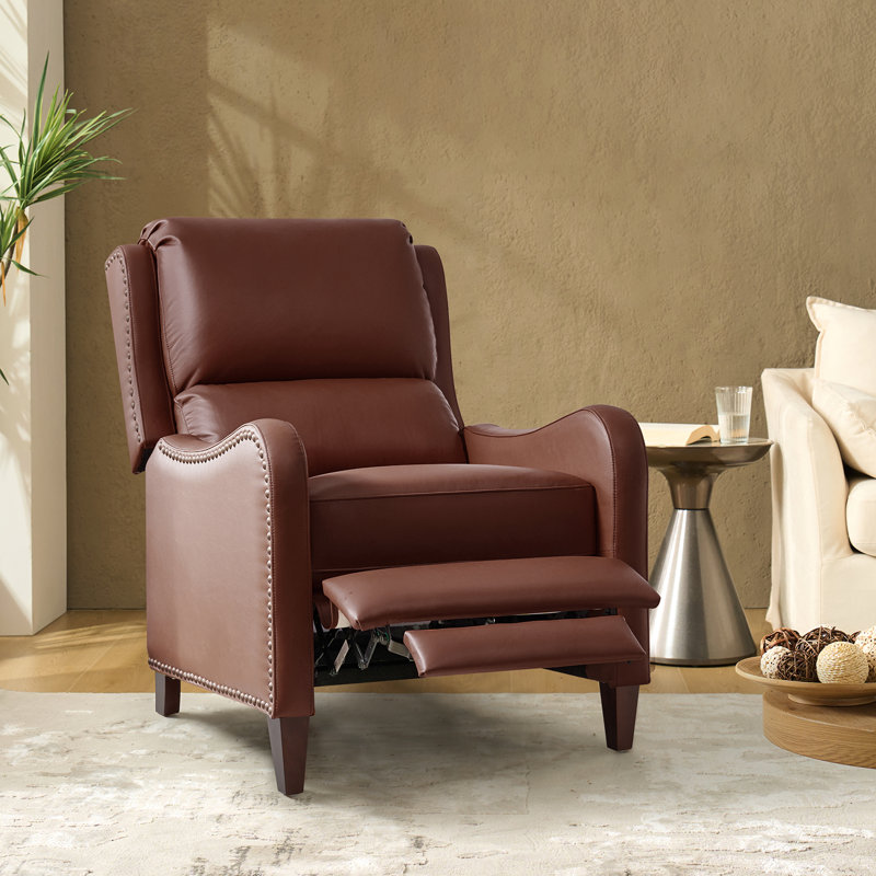 Neliyah 28.75" Wide Genuine Leather Recliner, Brown
