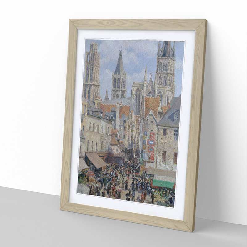 The Old Market at Rouen by Camille Pissarro - Picture Frame Painting, Oak Framed, 36cm H x 27cm W x 2cm D