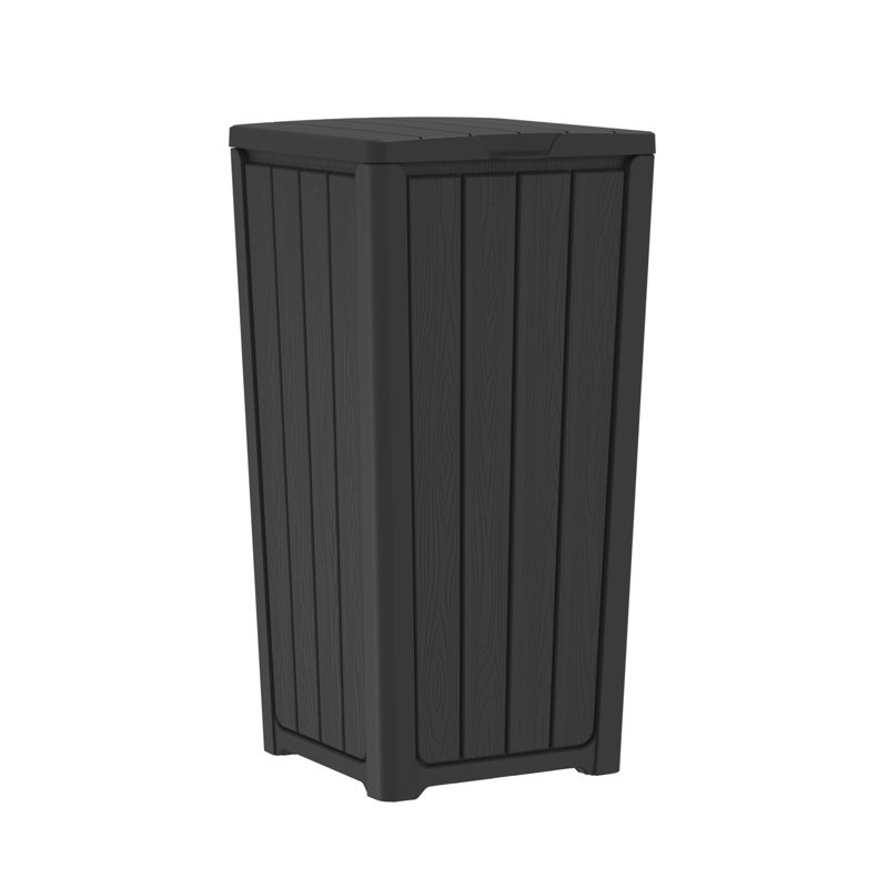 23 Gallon Resin Indoor Outdoor Use Trash Can with Lid for Patio, Kitchen, Backyard, Black