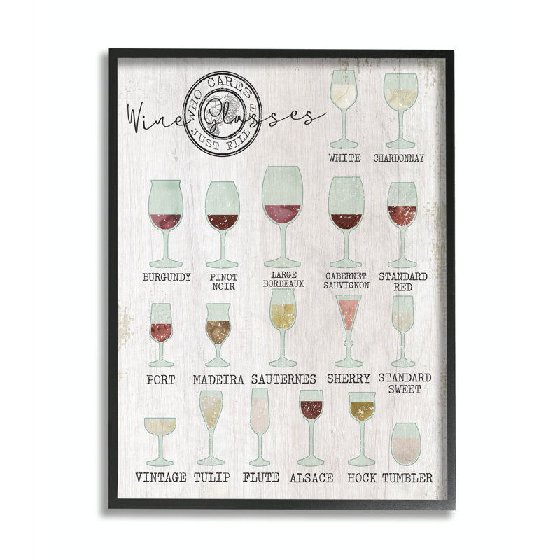 «Wine Glasses Chart Infographie Kitchen Home Design», impression, H 30 po x l 24 po, Giclée encadrée noir minuit