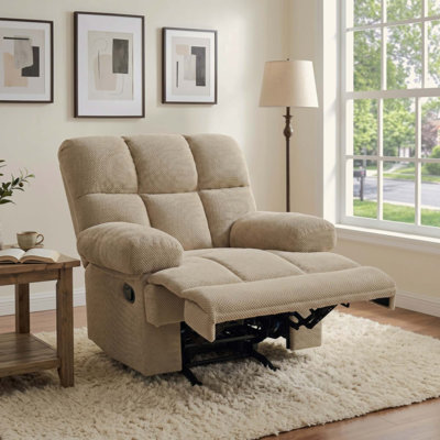 Fauteuil inclinable manuel moderne à bascule, avec revêtement en tissu nubby pour le salon