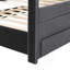Lit plateforme tapissier simple avec lit gigogne et 3 tiroirs, tissu en lin-1917449989