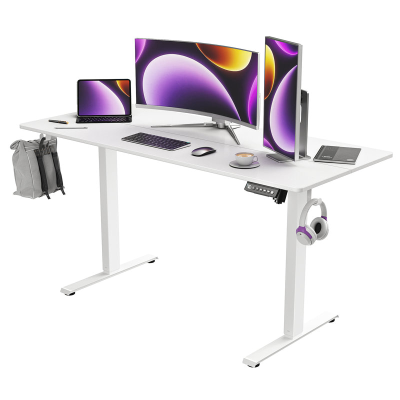 Bureau debout pour bureau à hauteur réglable, Blanc, L 55 po x P 24 po