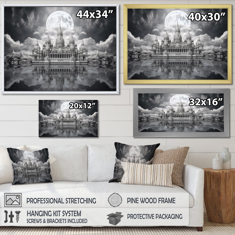 Hinduisim Art Celestial Abode - Spiritual Canvas Wall Art, Cadre photo noir, H 24 po x l 32 po x P 1 po