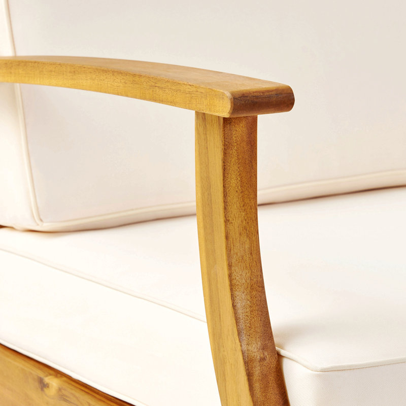 Perla Club Chair, Modern And Cozy, Natural Frame/Cream Cushion
