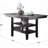 1Pc Cunter Height Dining Table Dark Coffee Finish Kitchen Breakfast Dining Room Furniture Table W 2X Storage Shelve Rubber Wood