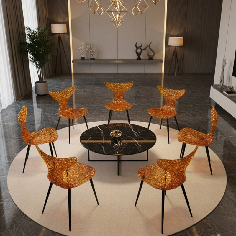 Stitch Wing Back Parsons Chair Dining Chair, Tea Brown, Gold