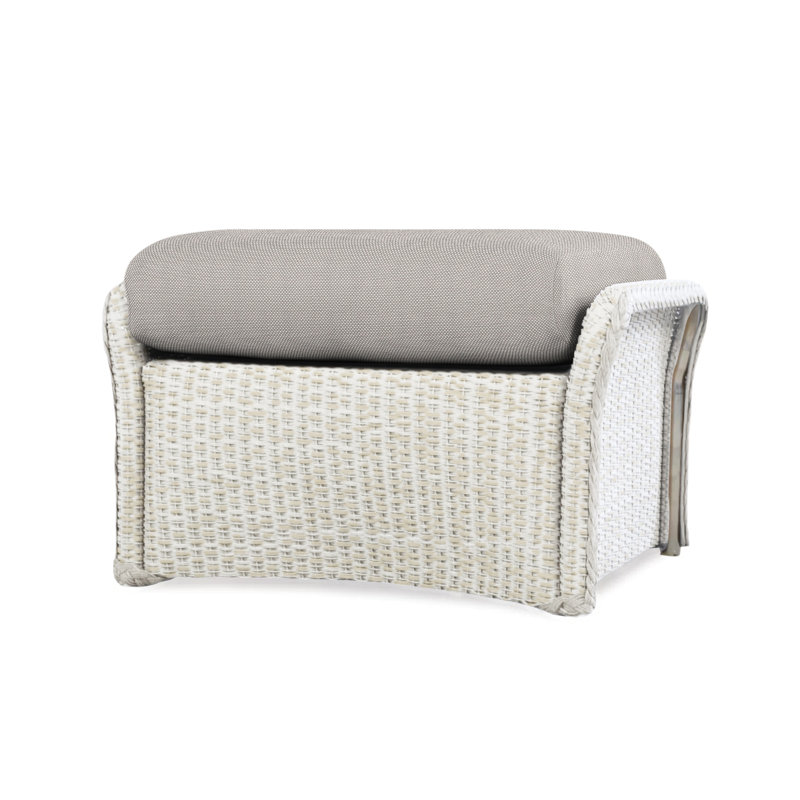 Weekend Retreat Outdoor Ottoman, Sailcloth Seagull, White