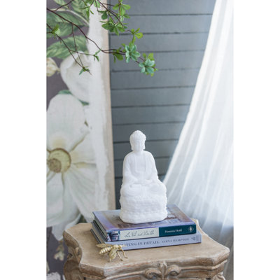 Figurine de Bouddha assis blanc 5,5 x 4,7 x 11,8 po