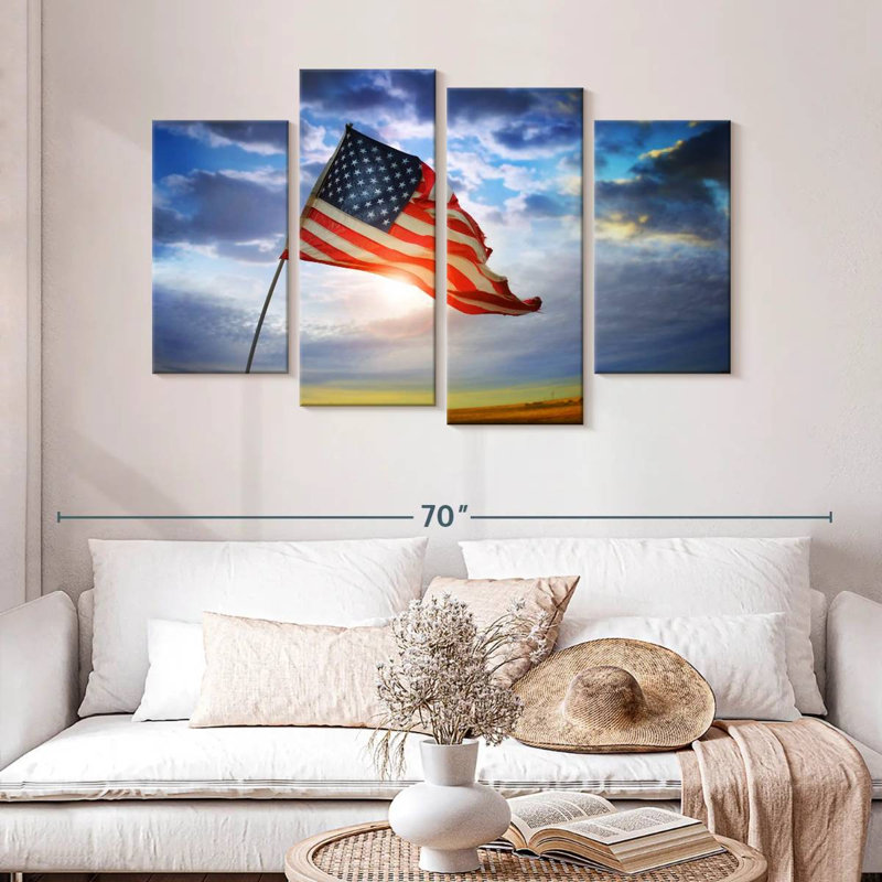 American Flag Glory, H 32 po x l 52 po