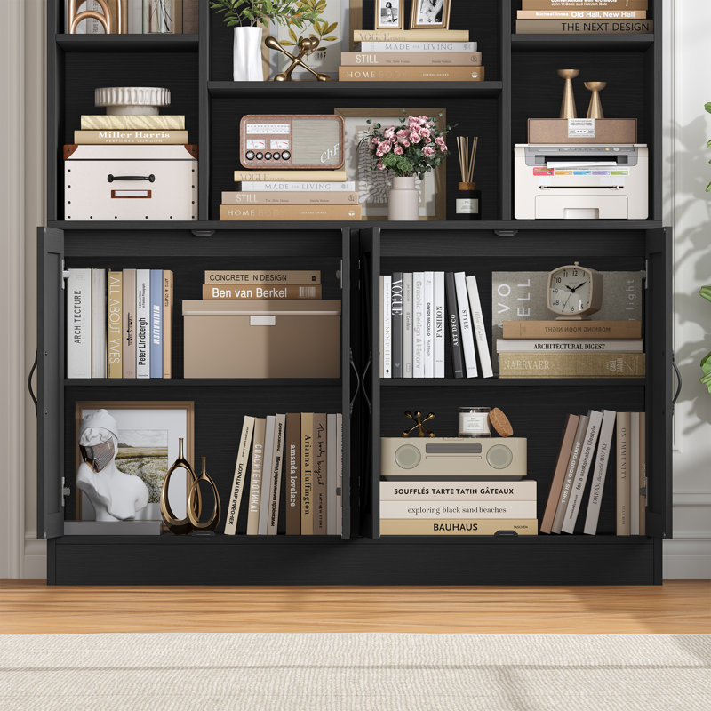 Bibliothèque de rangement H 74,8 po avec 6 tablettes, Black