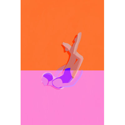 Abstract Swimmer Dive by Treechild — Portrait Wall Art