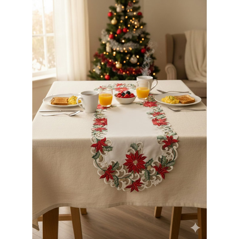 Chemin de table Christmas Poinsettia, L 28 po x l 14 po