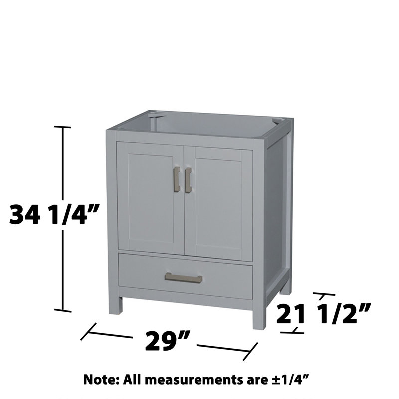 Sheffield 30" Single Bathroom Vanity Base Only, Gray