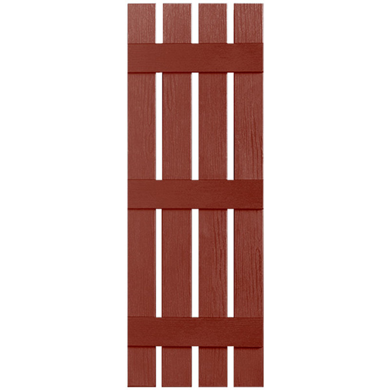 Paire de volets en vinyle à trois lattes et quatre planches ouvertes, 33 po, Rouge