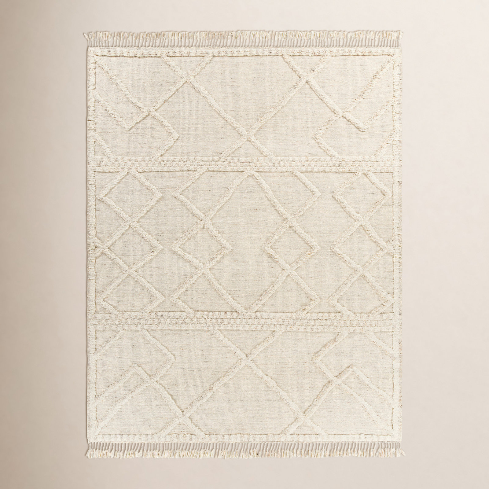 Leanna Hand-Knotted Beige Moroccan Rug, Rectangle 8' x 10'