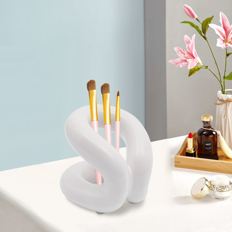 Organisateur de maquillage en céramique Ilkay, Blanc