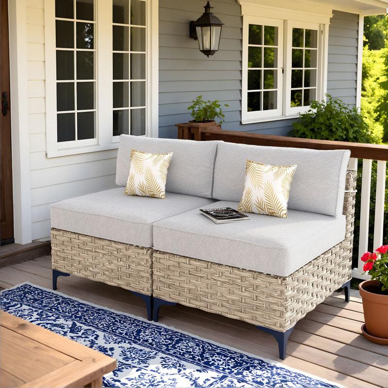 Sorella 50.4'' Wicker Outdoor Loveseat, Outdoor Patio Sofa, Light Gray