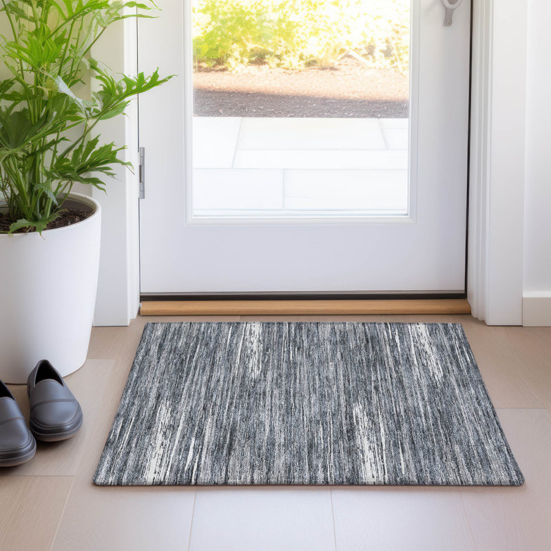 Premium Machine Washable Prisco Gray Rug, Rectangle 1'8" x 2'6"