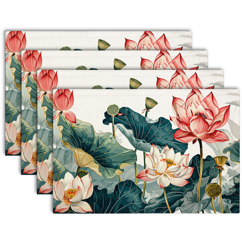 4-Piece Polyester Rectangle Dining Table Placemat