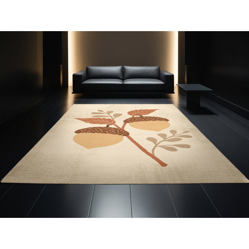 Machine Washable Ahart Thanksgiving Modern & Contemporary Abstract Rug in Beige – Beige Binding, 6x9
