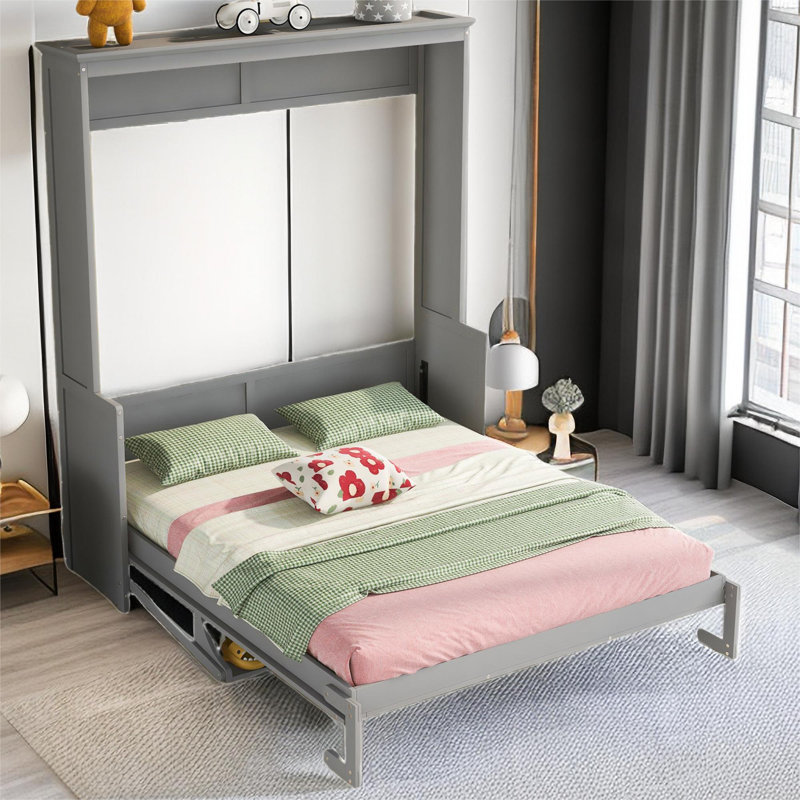 Lit escamotable avec tablette Biju, gris
