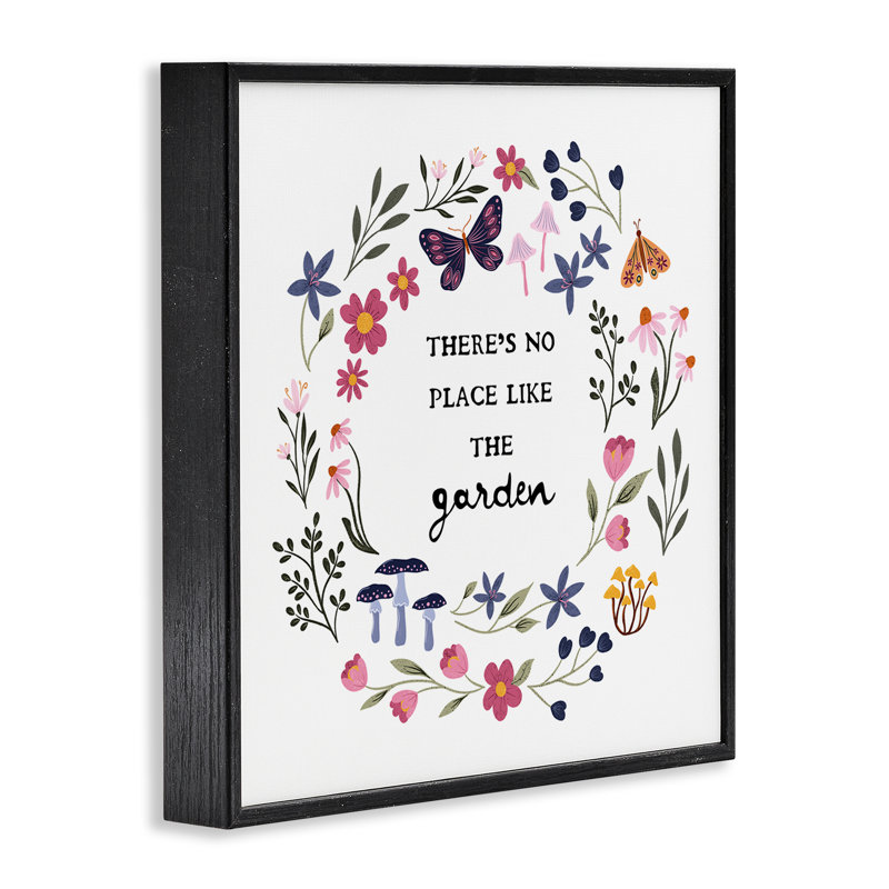 No Place Like Garden Wreath, art de la giclée encadrée par JJ Design House LLC, H 17 po x l 17 po