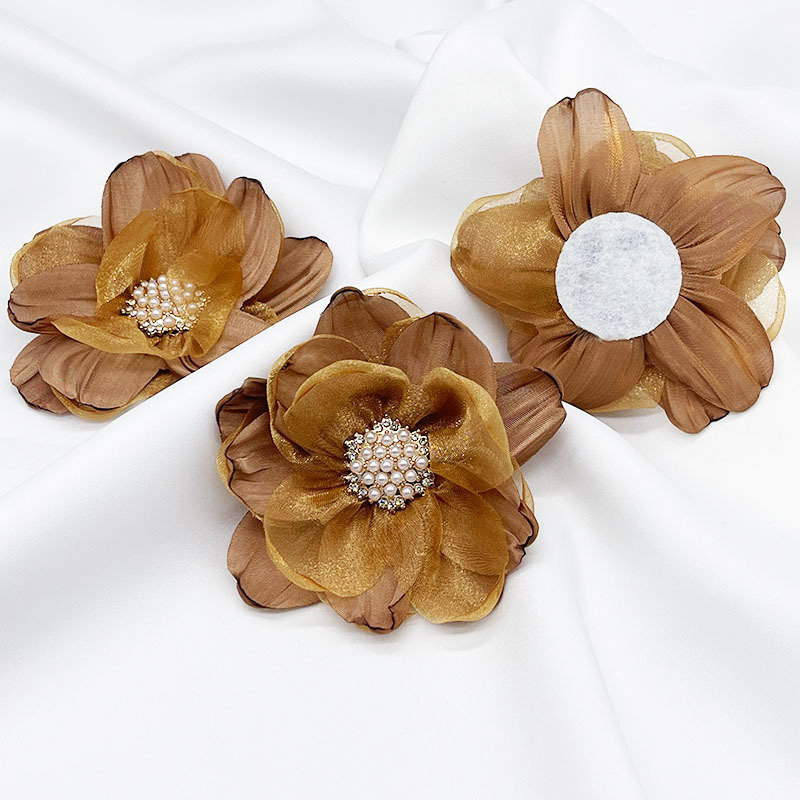 Adorable ensemble de 6 embrasses à rideaux avec fleurs Begonia, Brun