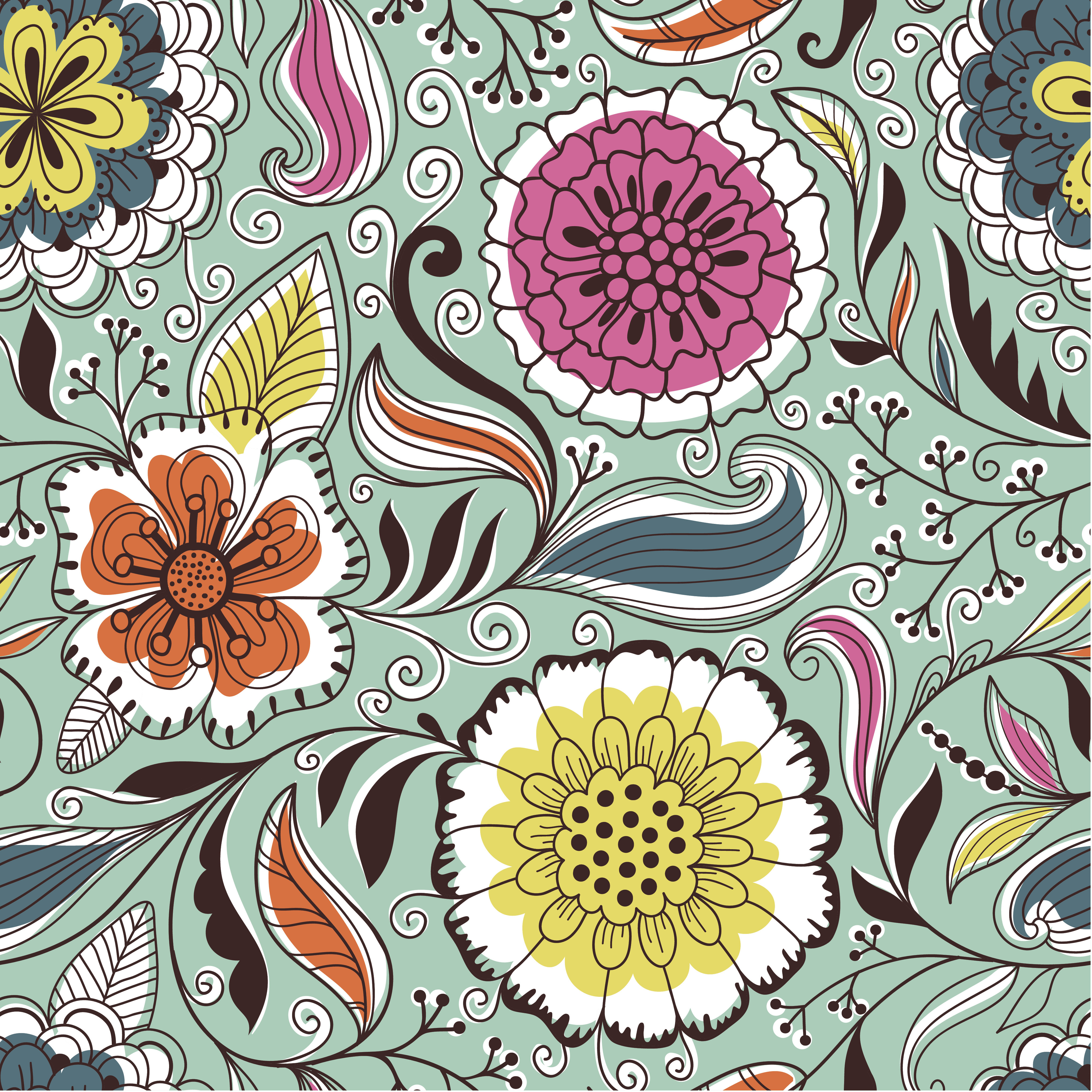 Latitude Vive Seamless Floral Pattern - Wrapped Canvas Graphic Art ...