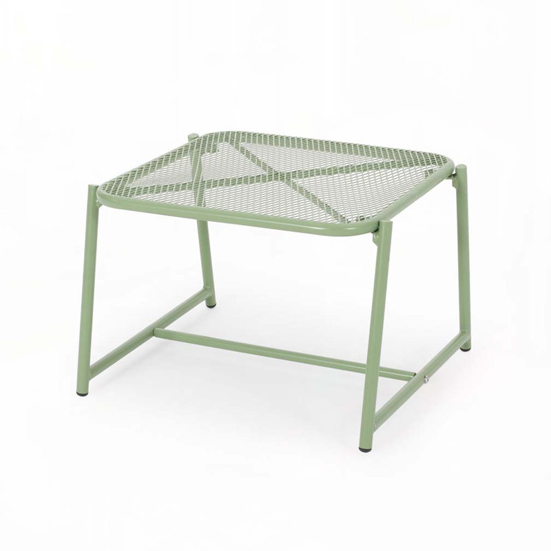 Table d'appoint de patio avec structure en métal, plateau rectangulaire, Vert