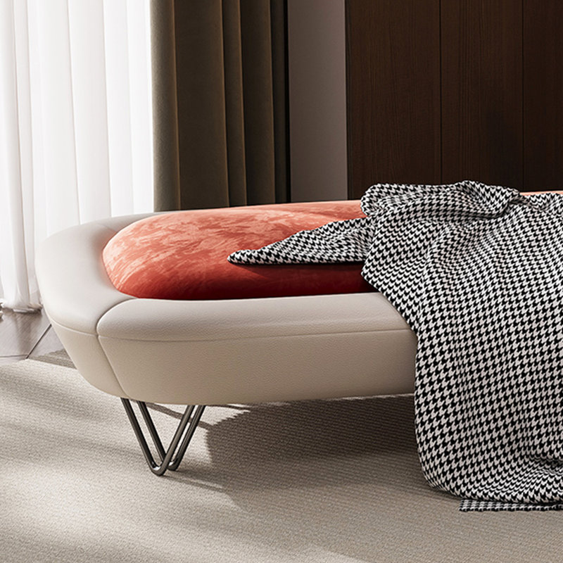 Méridienne large moderne et luxueuse, Rouge / Beige
