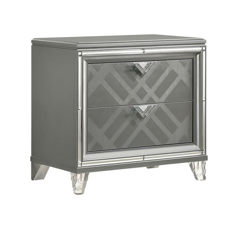 Table de chevet 2 tiroirs en gris